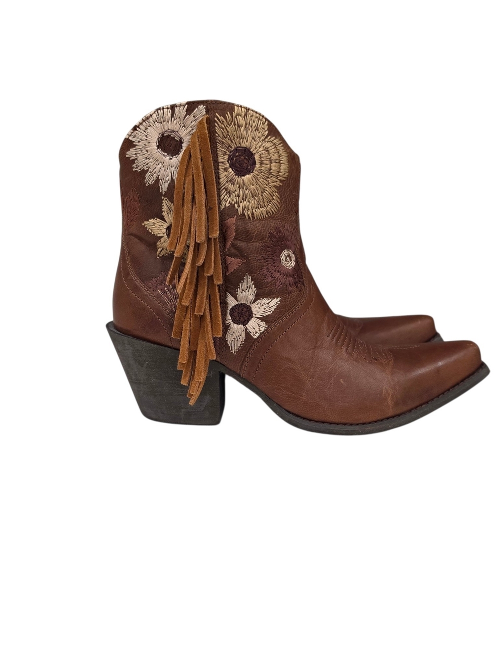 ARIAT EMBROIDERED FRINGED BOHEMIAN MID-CALF BOOTIE